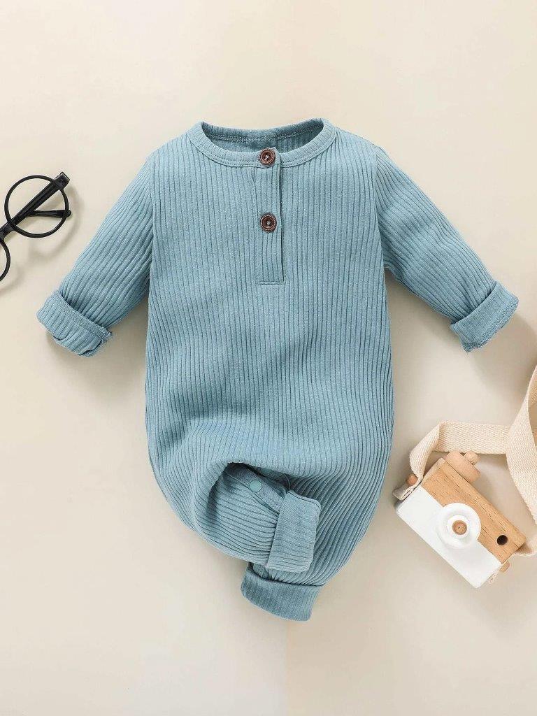 Baby Unisex Button Jumpsuit Light Blue