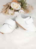 Baby White Leather Strap Flats