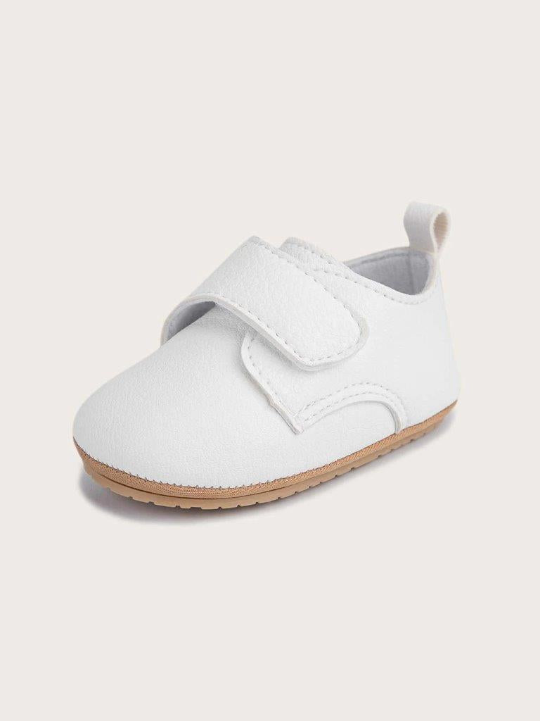 Baby White Leather Strap Flats