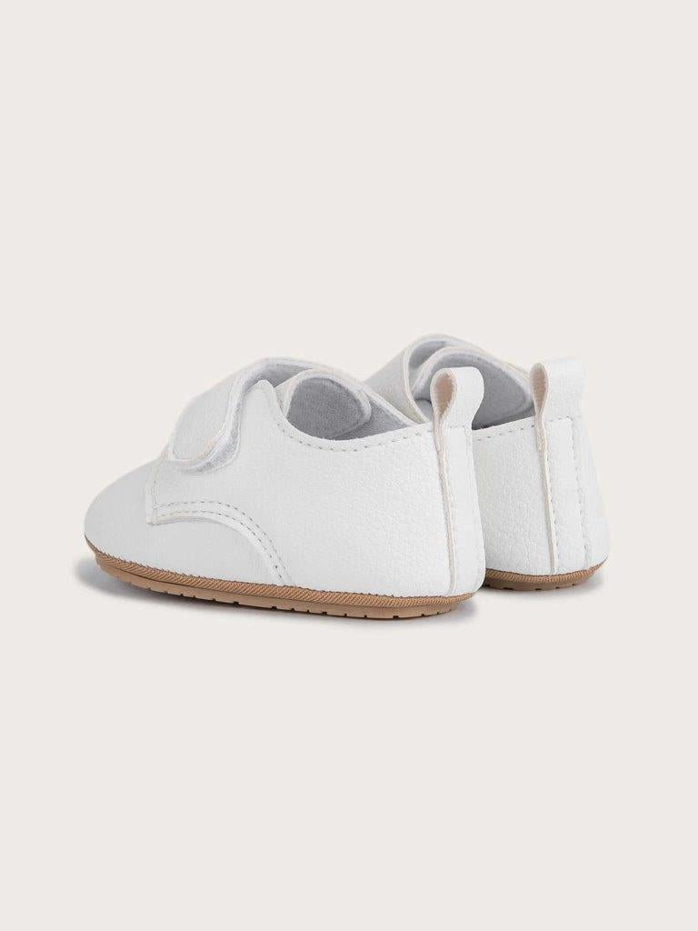Baby White Leather Strap Flats