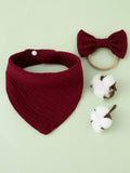 Baby Bandana Bib With Bow Burgundy