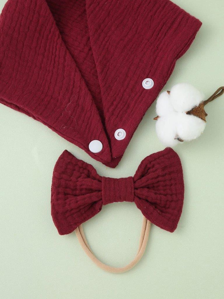 Baby Bandana Bib With Bow Burgundy