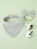 Baby Bandana Bib With Bow Grey