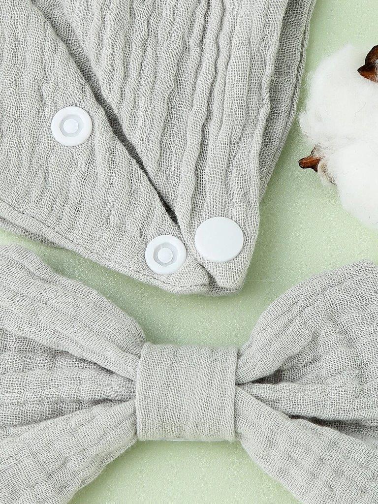 Baby Bandana Bib With Bow Grey