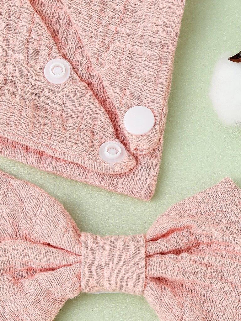 Baby Bandana Bib With Bow Coral Pink