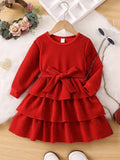 Toddler Girls Frilled Belted Dress