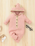Baby Ear Patched Hooded Jumpsuit