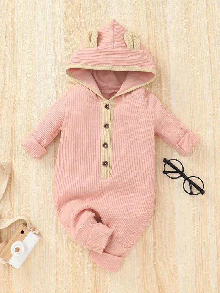 Baby Ear Patched Hooded Jumpsuit