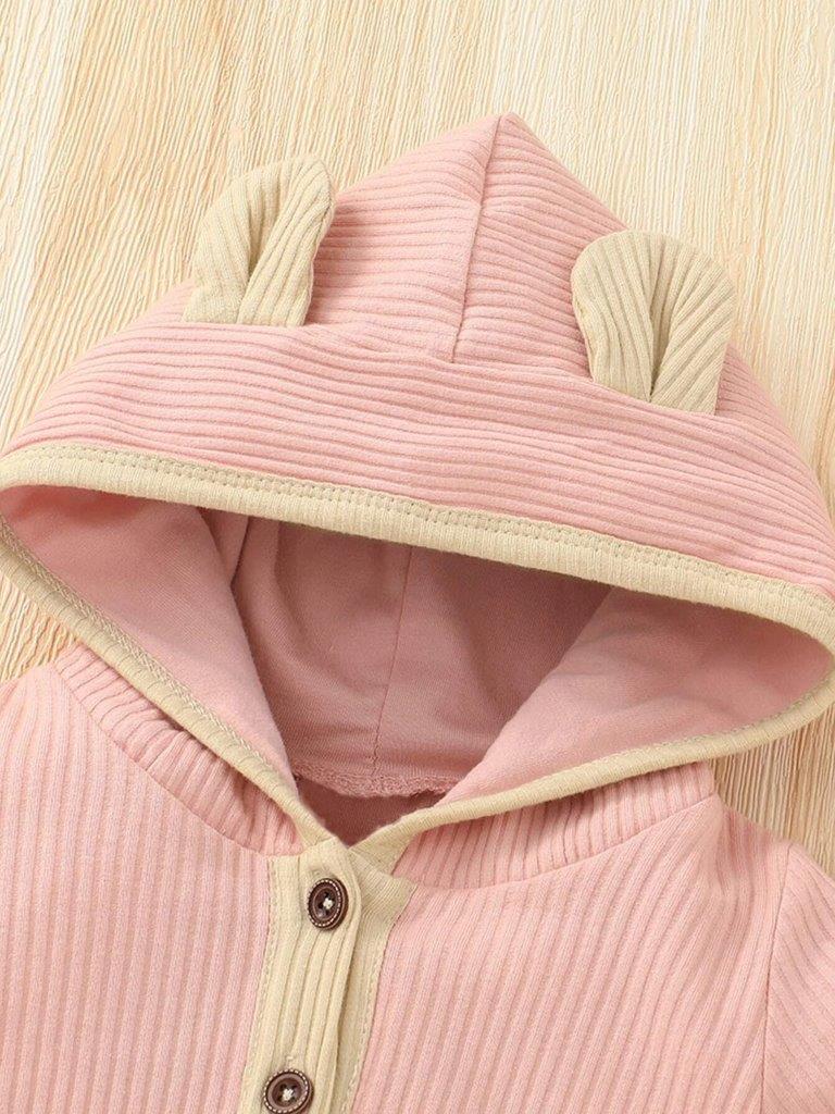 Baby Ear Patched Hooded Jumpsuit