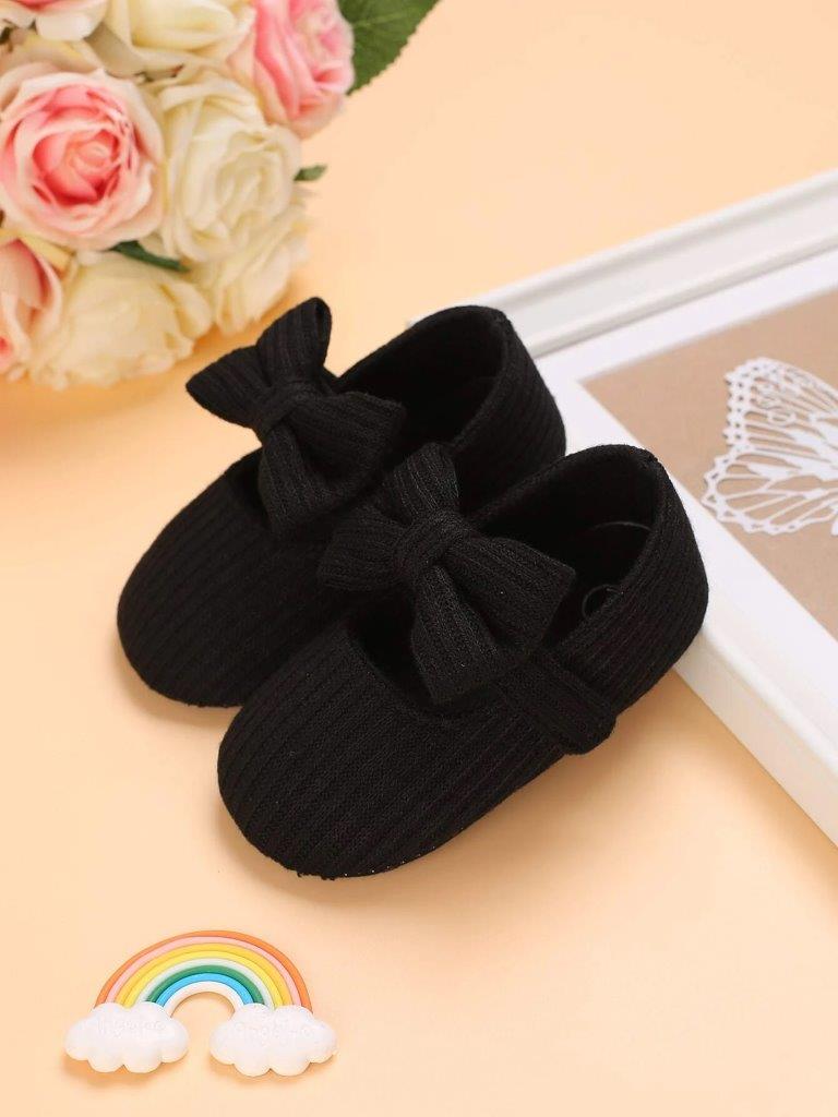 Baby Black Bow Strap Flats