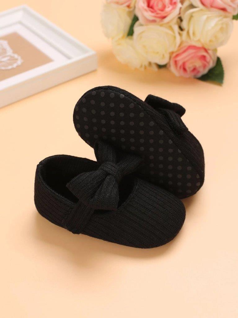 Baby Black Bow Strap Flats