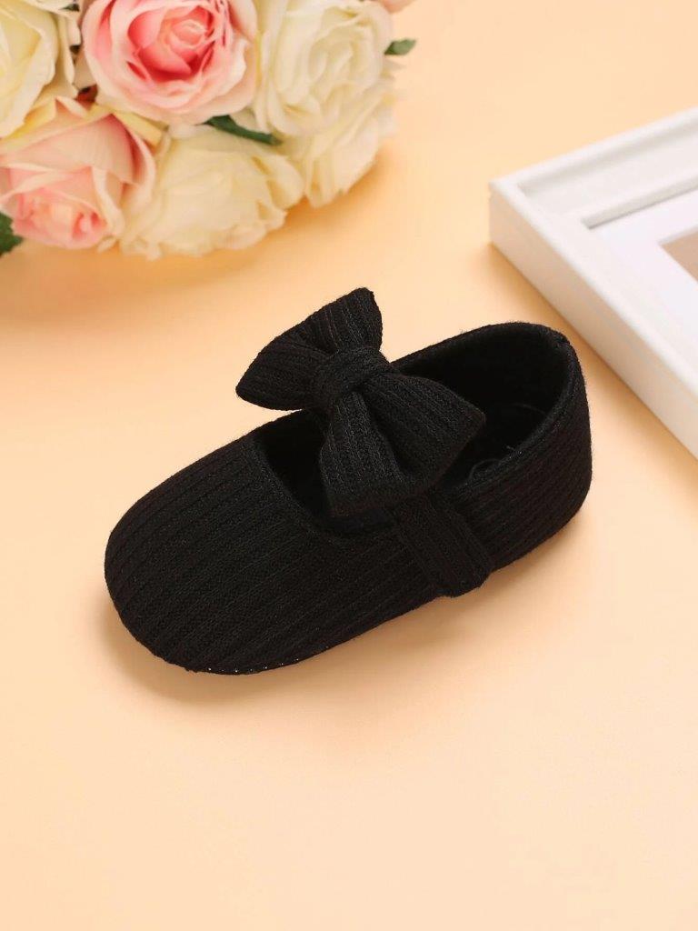 Baby Black Bow Strap Flats