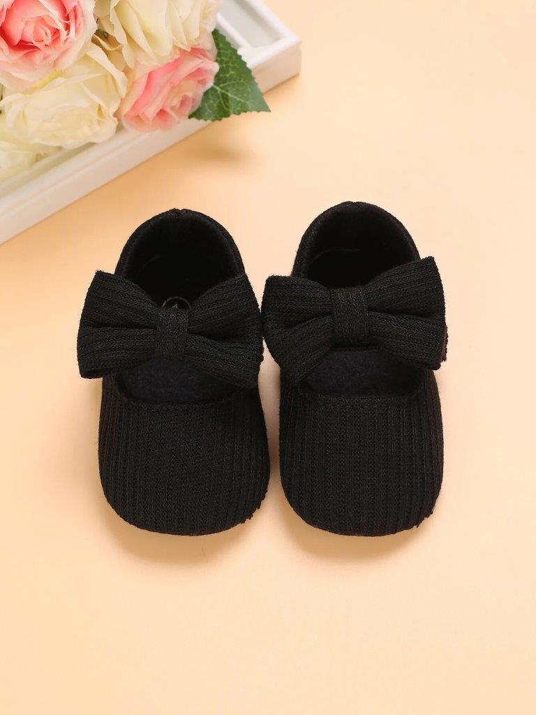 Baby Black Bow Strap Flats