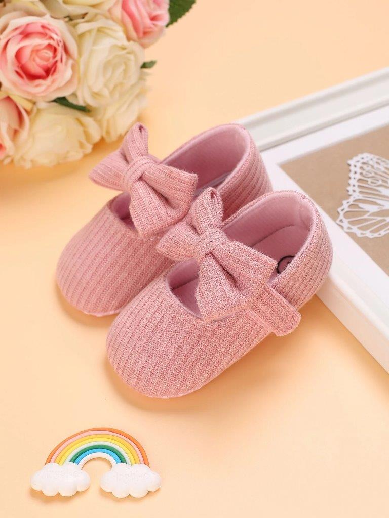 Baby Pink Bow Strap Flats