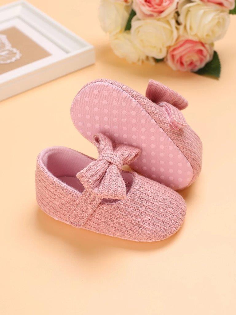 Baby Pink Bow Strap Flats