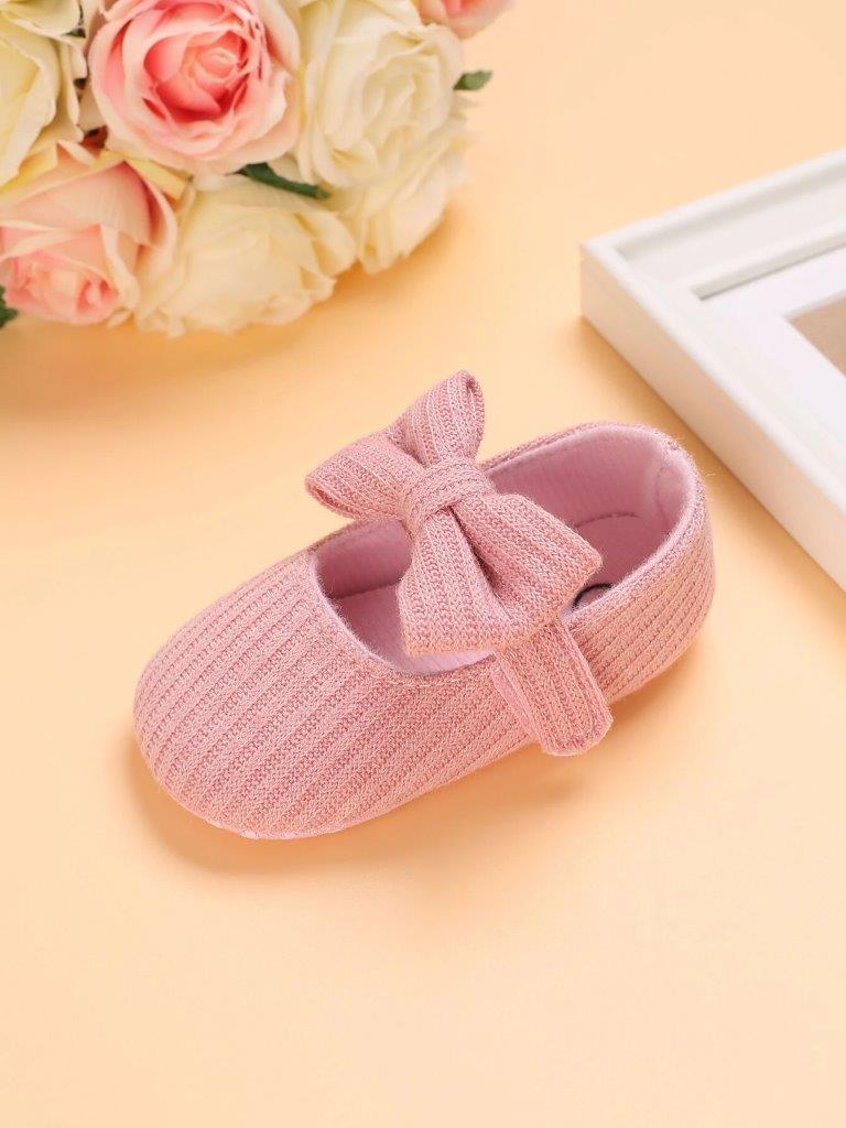 Baby Pink Bow Strap Flats
