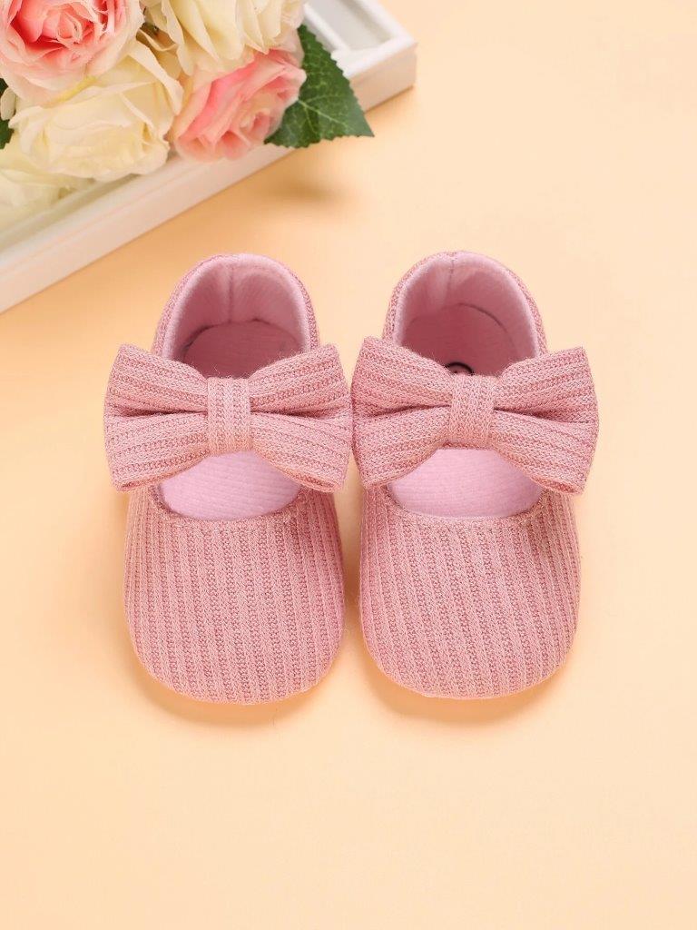 Baby Pink Bow Strap Flats