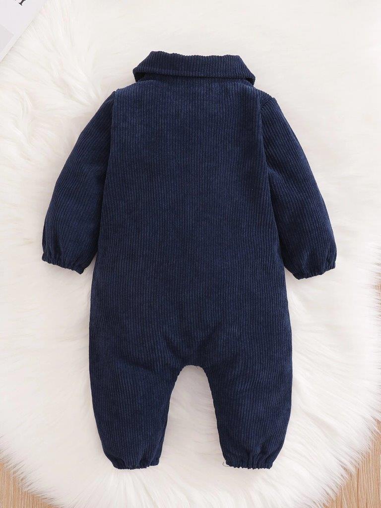 Baby Pocket Flap Navy Corduroy Jumpsuit