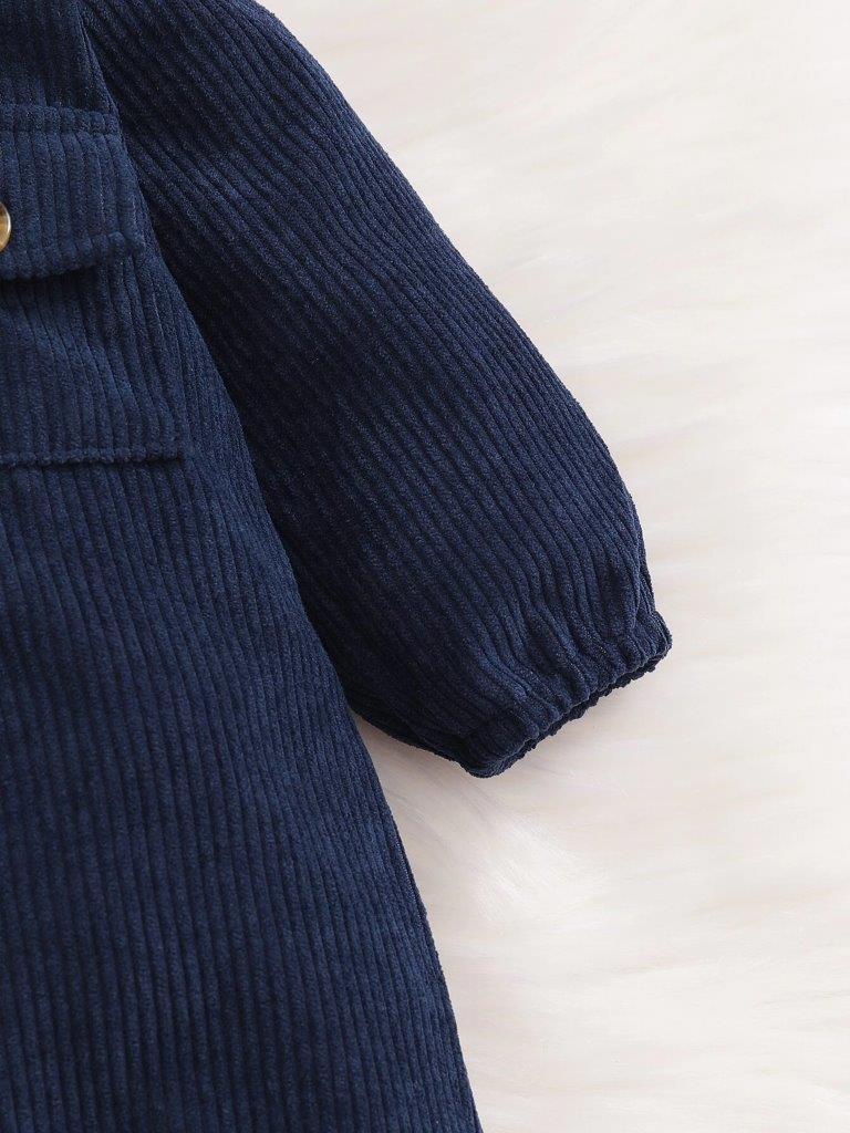 Baby Pocket Flap Navy Corduroy Jumpsuit