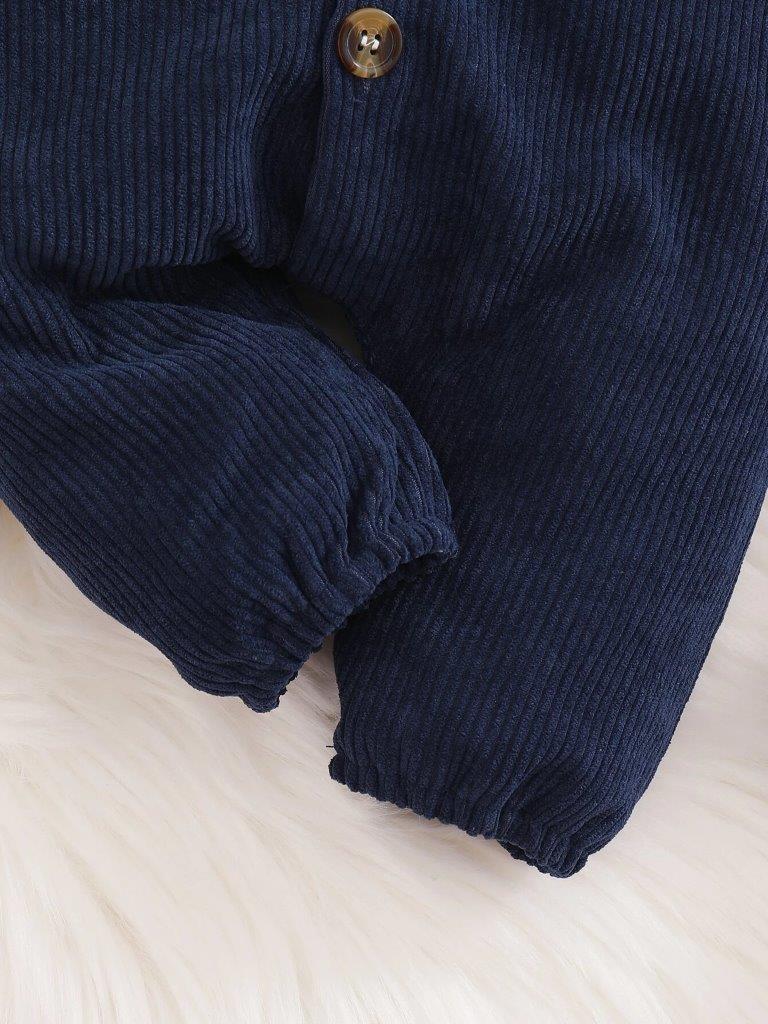 Baby Pocket Flap Navy Corduroy Jumpsuit