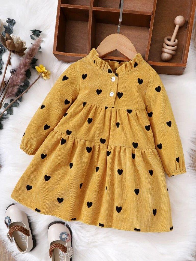 Baby Corduroy Heart Shape Dress