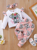 Baby Koala Bear Print 2 Piece Set With Headband