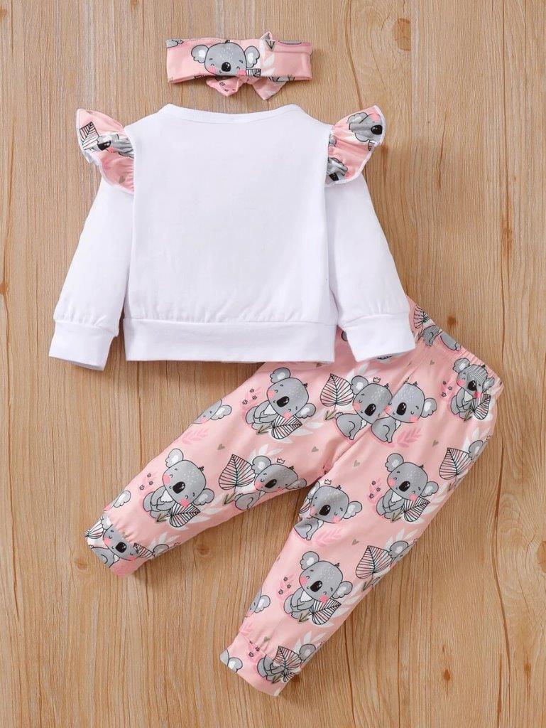Baby Koala Bear Print 2 Piece Set With Headband