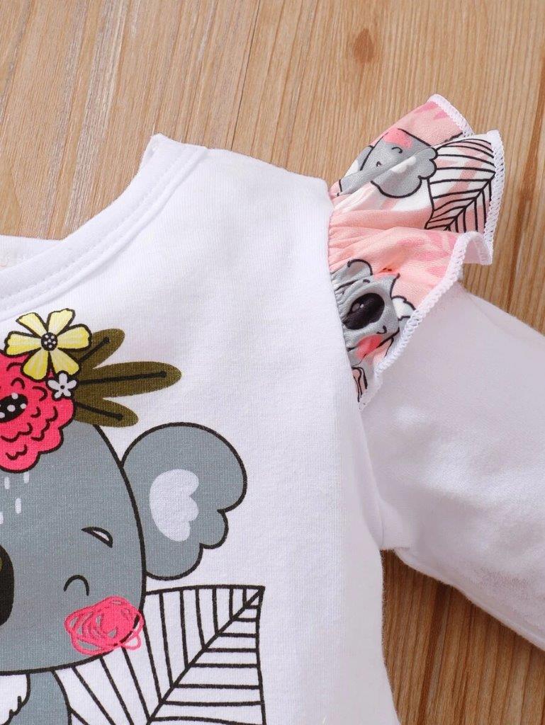 Baby Koala Bear Print 2 Piece Set With Headband