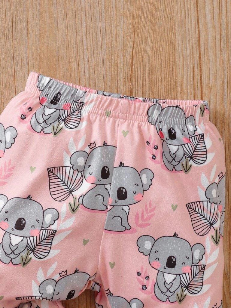 Baby Koala Bear Print 2 Piece Set With Headband