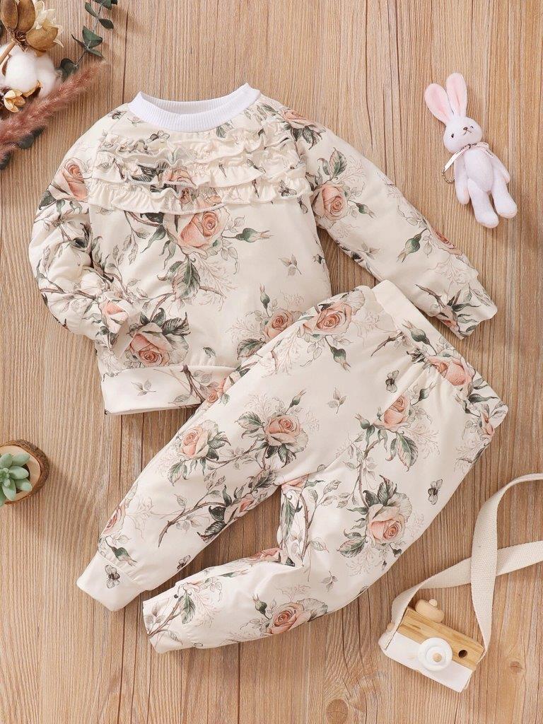 Baby Flower Print Pullover And Pants