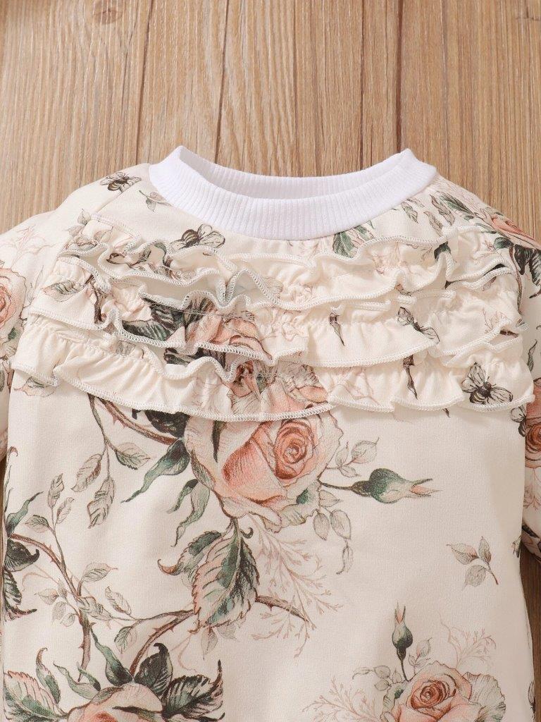 Baby Flower Print Pullover And Pants