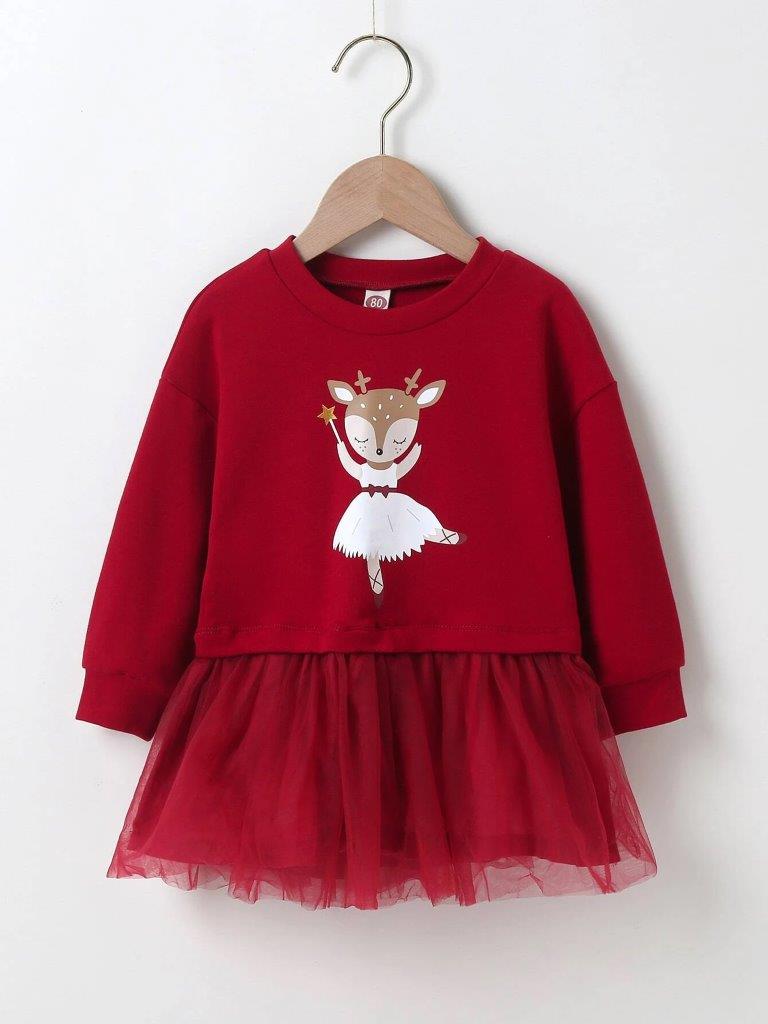Toddler Girls Cartoon Print Sweatshirt dress