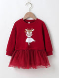 Toddler Girls Cartoon Print Sweatshirt dress