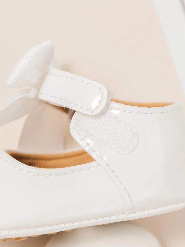Baby Shiny Bow Flats White