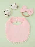 Baby Bib With Hairband Set Pink