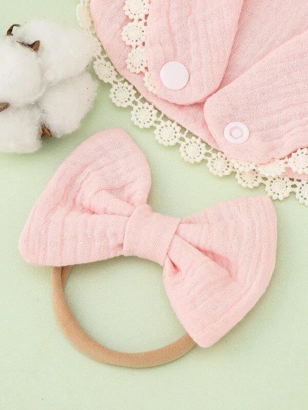 Baby Bib With Hairband Set Pink