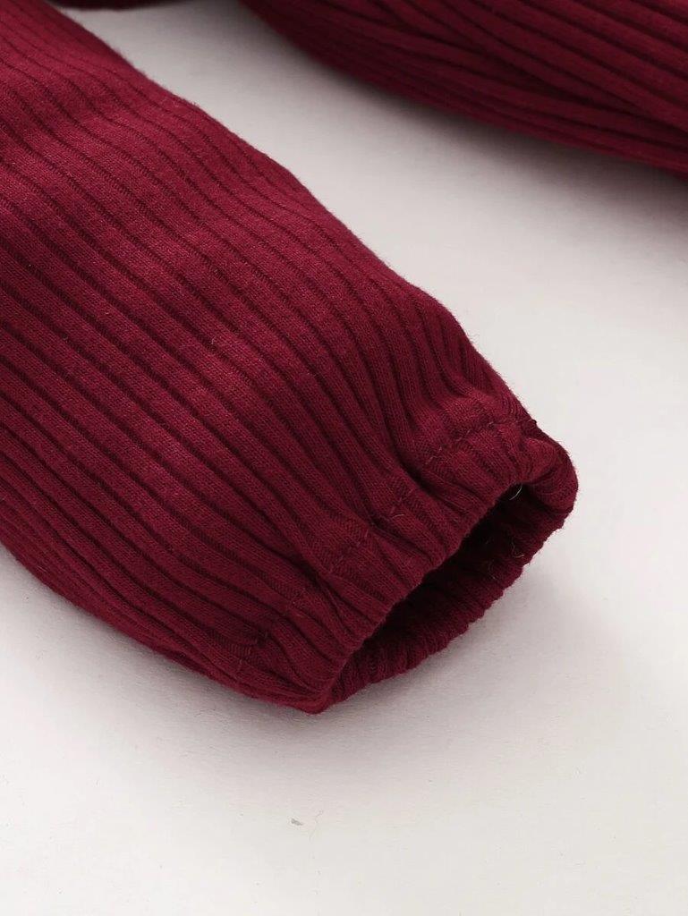 Baby Maroon Button Jumpsuit With Headband