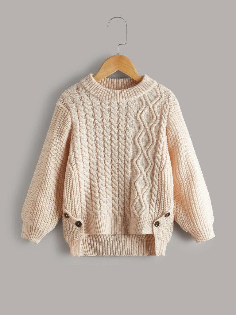 Toddler Girls Cable Knit Jersey Apricot