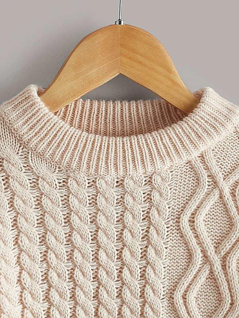 Toddler Girls Cable Knit Jersey Apricot