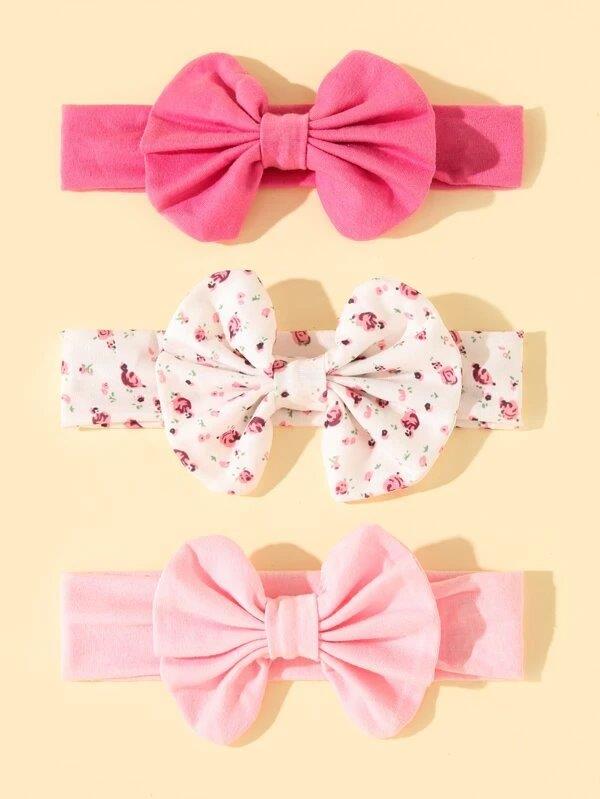 Baby 3 Piece Flower Bow Set
