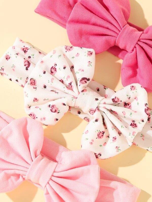Baby 3 Piece Flower Bow Set