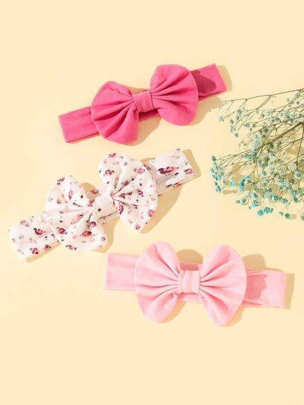 Baby 3 Piece Flower Bow Set