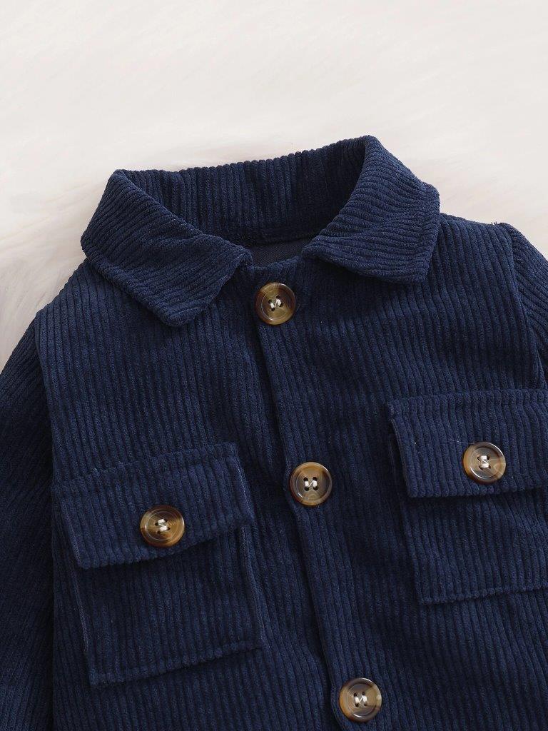 Baby Pocket Flap Navy Corduroy Jumpsuit