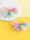 2 Piece Mesh Rainbow Butterfly Hair Clips