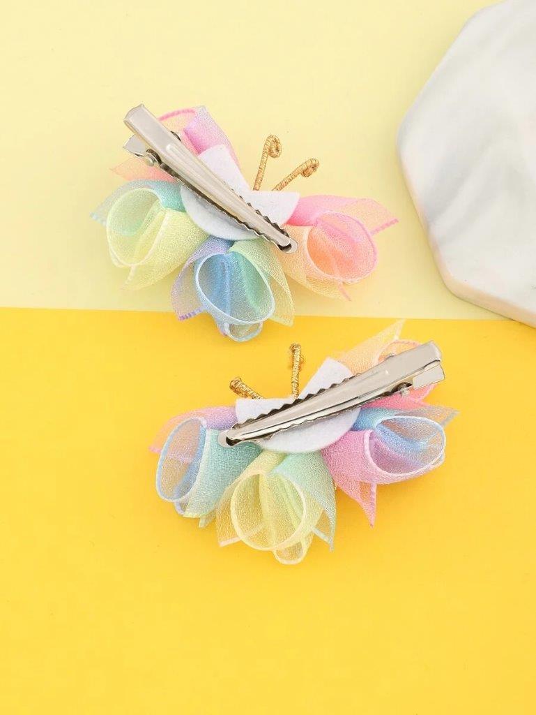 2 Piece Mesh Rainbow Butterfly Hair Clips