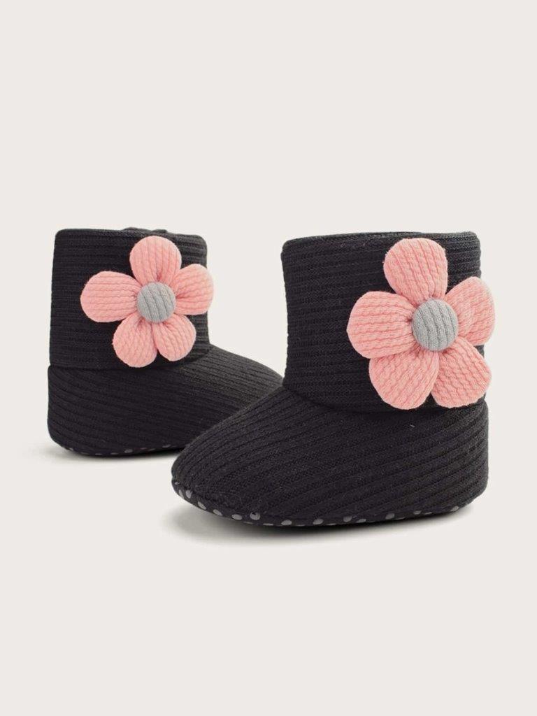Baby Flower Slide Boots Black