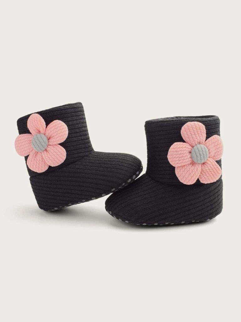 Baby Flower Slide Boots Black