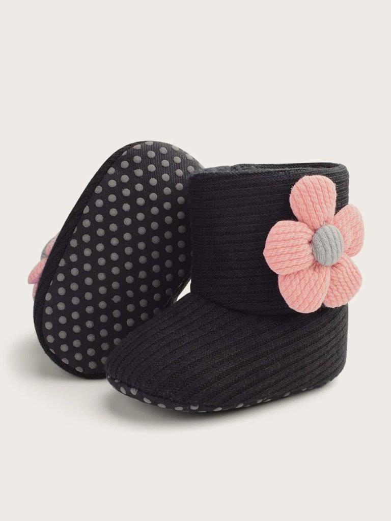 Baby Flower Slide Boots Black