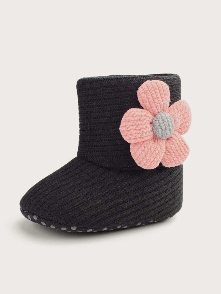 Baby Flower Slide Boots Black