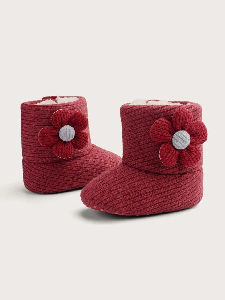 Baby Flower Slide Boots Red